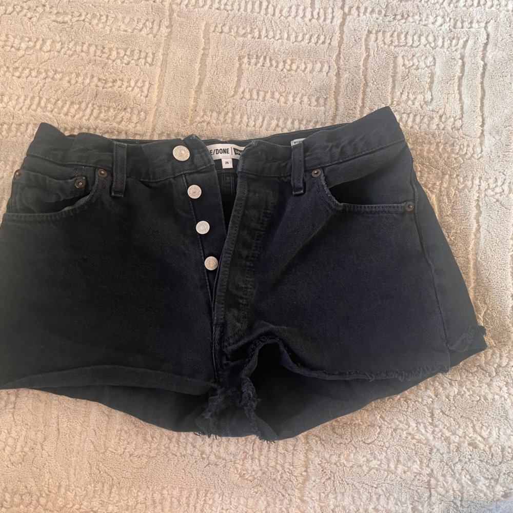 Re/Done Black Jean Shorts with High-Waisted Fit